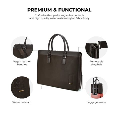 Mokobara The Briefcase Pro | Brown Vegan Leather Water Resistant Laptop ...