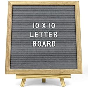 Felt Letter Board - Grey - 10x10 Oak Frame with 300 Changeable Letters ...