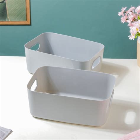Multipurpose Storage Basket Grey Set Of 2 11 Inch Online - Premium ...
