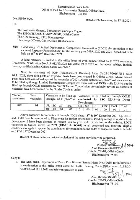 LDCE IPO Exam Vacancy 2021 | Odisha Postal Circle - Postalstudy | Post ...