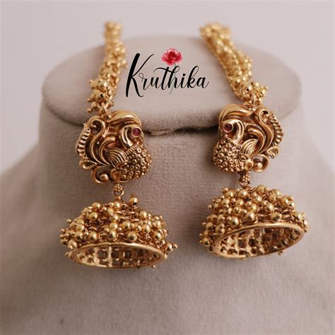 Premium Peacock Jhumkas with Earchains E499 – Kruthika Jewellery