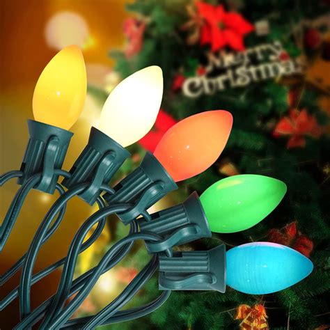 C7 Christmas Lights, 25Ft Vintage Christmas Outdoor Indoor String ...