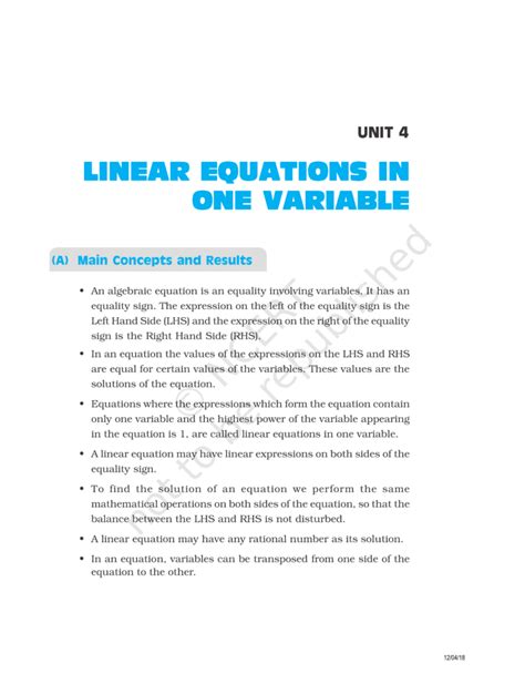 NCERT Exemplar Class 8 Maths Chapter 4 - Linear equations in one variable