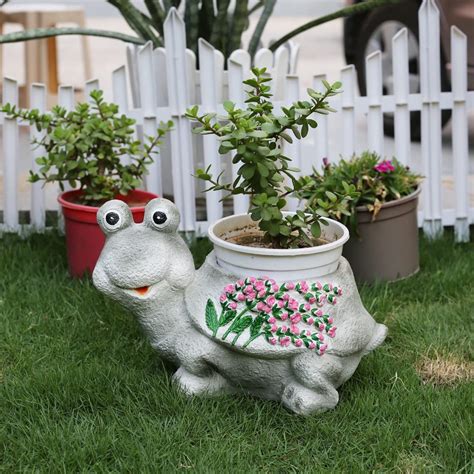Wonderland Tortoise Planter Made or Resin, Stone Finish, Animal Statue ...