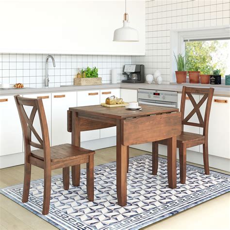 PAPROOS 3 Piece Dining Table Set, Small Apartment Size, Wood Drop Leaf ...