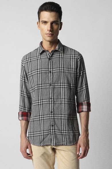 Buy Men Grey Slim Fit Check Full Sleeves Party Shirt Online - 949416 ...