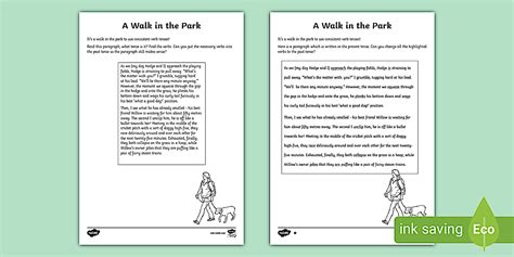 Changing Tense Worksheets | Tense Consistency | Twinkl