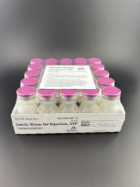 Pfizer Hospira Sterile Water – 10 mL – Peptide Test