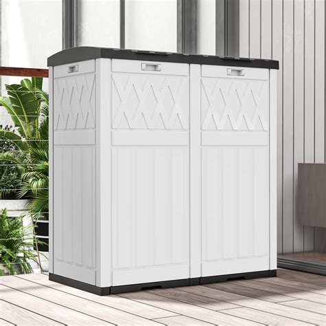 Dextrus 62-Gallon Outdoor Resin Trash Bins,Garbage Dual Can with Tiered ...