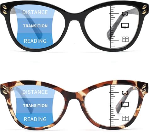 Amazon.com: JM 2 Pack Progressive Multifocus Reading Glasses Women, No ...