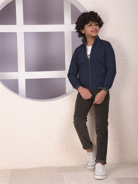 Navy Blue High Neck Reversible Jacket – Crimsoune Club