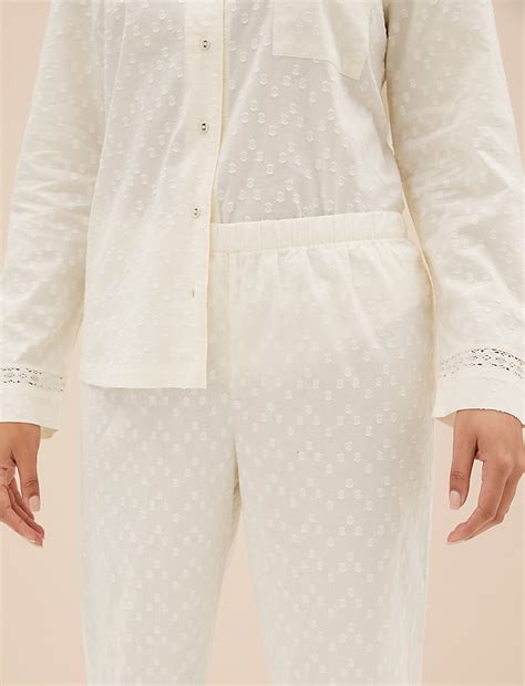Buy Pure Cotton Lace Trim Pyjama Set at Marks & Spencer