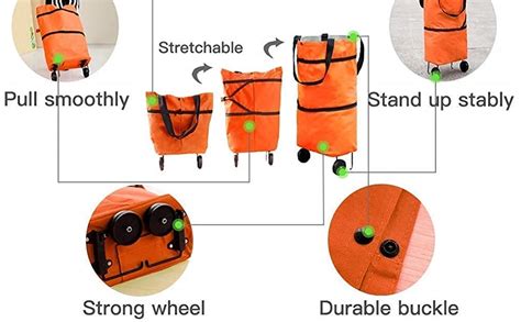 V R ENTERPRISE Foldable Shopping Trolley Carry Bag for Vegetables and ...