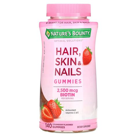 Nature's bounty hair skin and nails gummies with 2500 mcg biotin to ...