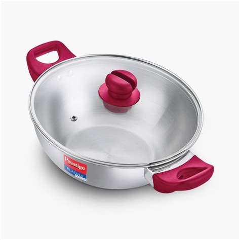 Buy PRESTIGE Platina Popular Silver Stainless Steel Kadhai With Lid - 3 ...