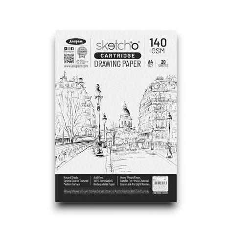 Anupam Sketch-O Cartridge Drawing Paper 140 GSM - Loose Sheets