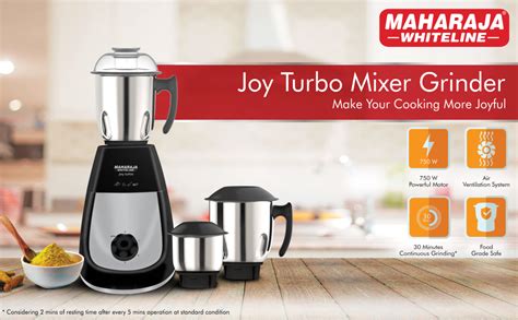 Buy Maharaja Whiteline Joy Turbo Mixer Grinder, 750W, 3 Jars (Black ...
