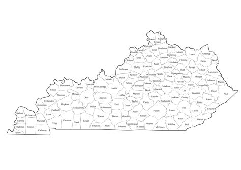 Kentucky Counties Map Printable