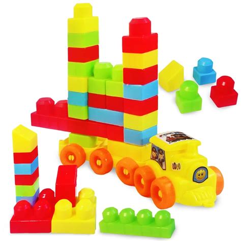FunFive Train Engine Building Blocks for Kids - DIY Plastic Building ...