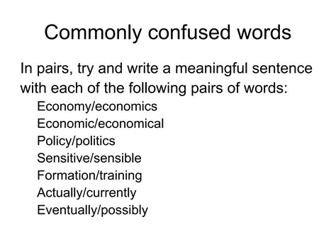 Lesson plan of English, Commonly confused words | PPT