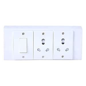 Plastic Power Extension Multi Board Fitted with 2 Sockets(15 Amp) & 1 ...