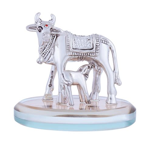 Buy Osasbazaar Pure Silver Kamadhenu Idol, Cow Calf Statue, Surabhi ...