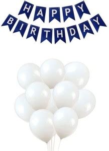 Selibration Dark Blue Happy Birthday Banner With White Latex Metallic ...