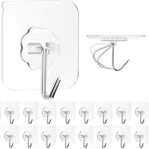 EXPORTTANZA PVC Heavy Duty Self Adhesive Stainless Hooks 13.2LB (Max ...