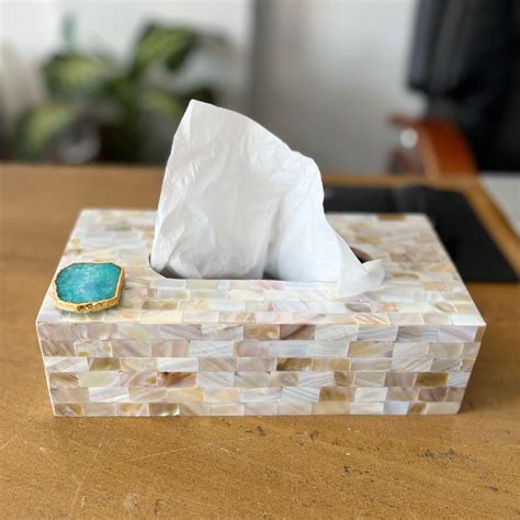 Mother of Pearl Tissue Box Holder for Dining Table Napkin Holder Tissue ...