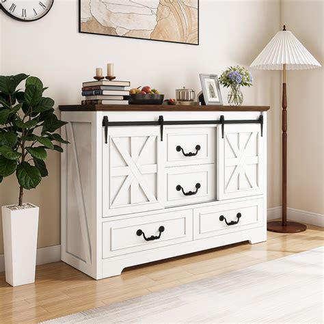 August Grove Daivid 47" Farmhouse Buffet Cabinet With Storage, Sideboard Buffets Cabinet With ...