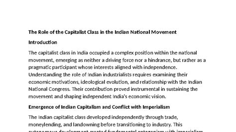 The Role of the Capitalist Class in the Indian National Movement: A ...