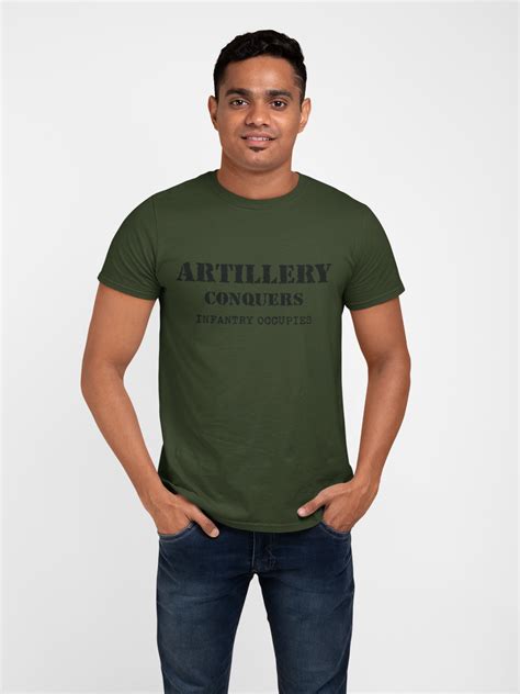 Army Artillery T-Shirt Conquers Infantry, Occupies - Olive Planet