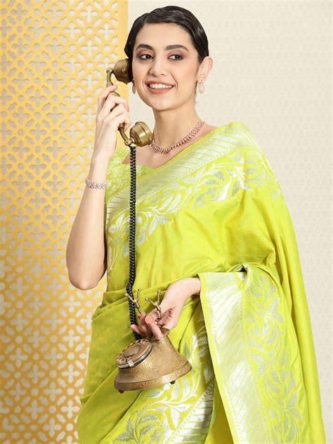 House of Pataudi Woven Design Ethnic Motifs Zari Silk Blend Saree ...