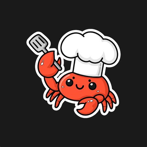Illustration of a crab sticker wearing chefs attributes | Premium Vector