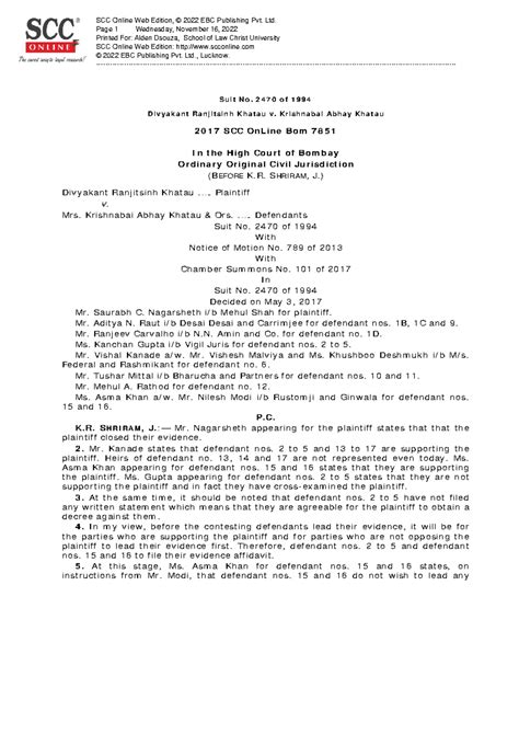 J 2017 SCC On Line Bom 7851 aldendsouza lawchristuniversityin 20221116 ...