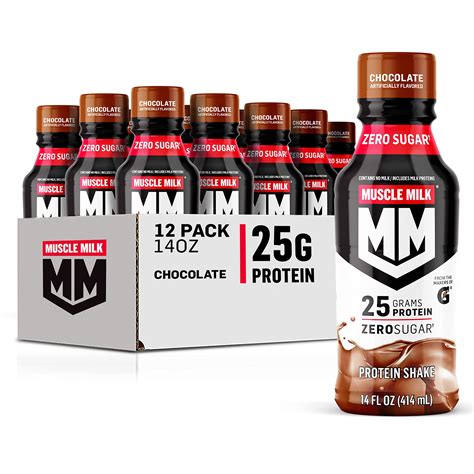 Muscle Milk Genuine Protein Shake, Chocolate, 14 Fl Oz Bottle, 12 Pack ...