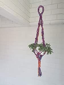 Colour Burst Hanging Planter Holder (Multicolored, Upcycled Fabric ...