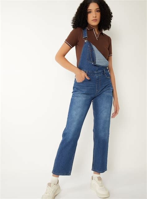 Buy Women Washed Denim Dungaree Online at just Rs. 1499.0 ...