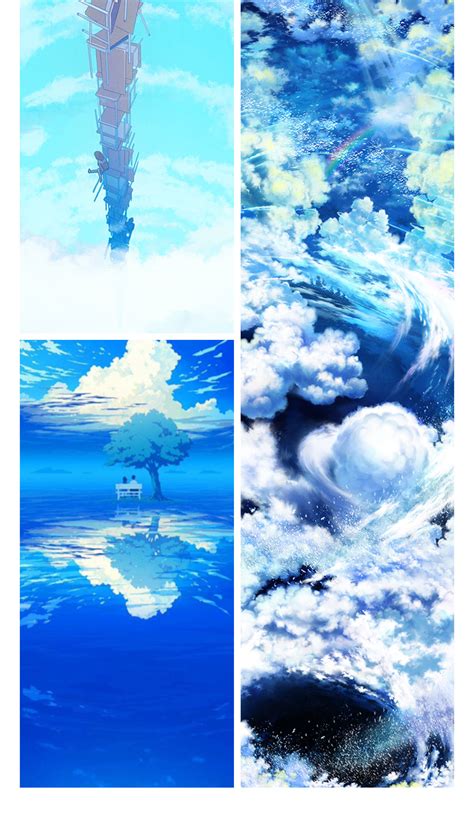 日系动漫手绘唯美天空星空云朵场景背景图片插画临摹设计JPG素材-设计