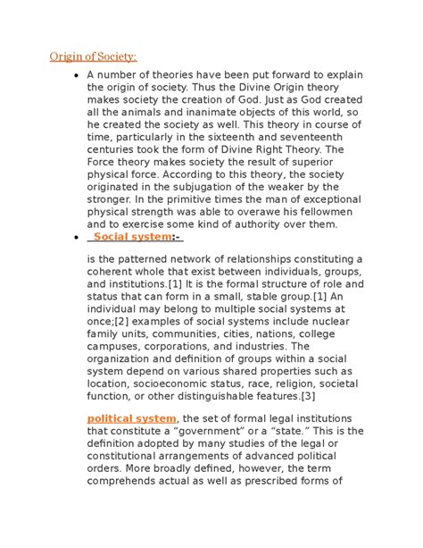Devlopment OF Society - Origin of Society: A number of theories have ...