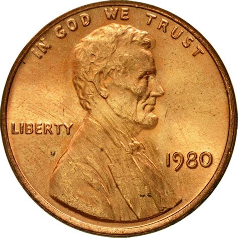 One Cent 1980 Lincoln Memorial, Coin from United States - Online Coin Club
