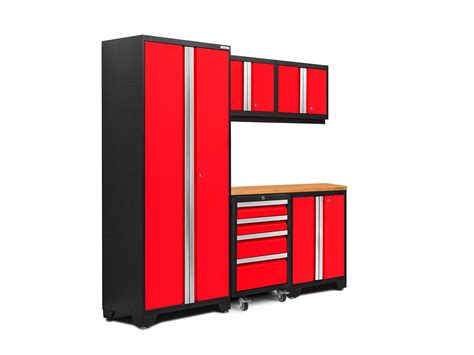 NewAge Products Bold 3.0 Red 6 Piece Set w/ Bamboo Worktop 50601 – Garage Cabinets Online