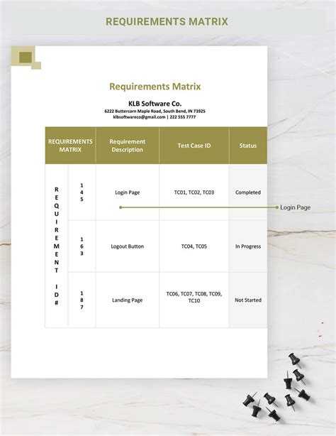 Image result for Basic Design Requirements Matrix Example