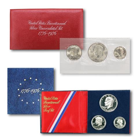 1976 Proof & Uncirculated Silver BiCentennial Coin Set - American ...