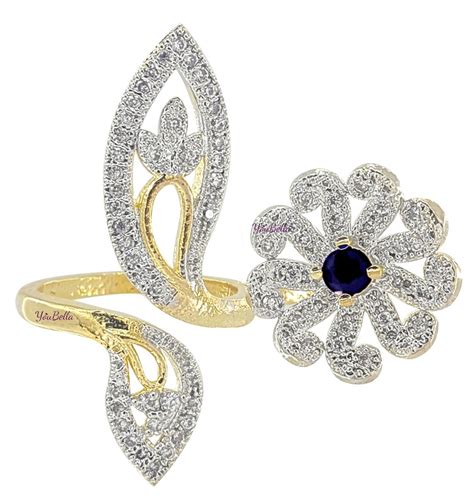 YouBella Jewellery Gold Plated American Diamond Adjustable Ring for ...
