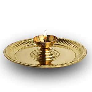 Buy POSHIFY Brass Aarti Plate - Large Diya in Center, Handcrafted ...