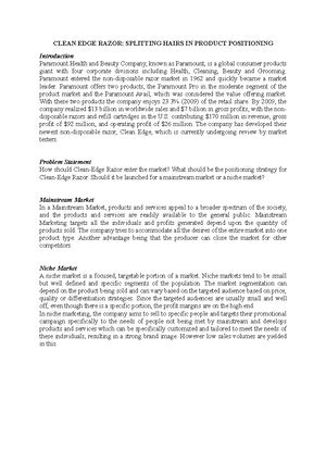 Clean Edge Razor Case Analysis - Clean Edge Razor: Splitting Hairs in ...