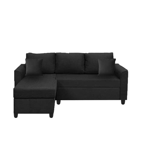 Casaliving Armano 4 Seater LHS Sofa Cum Bed in (Black Fabric)