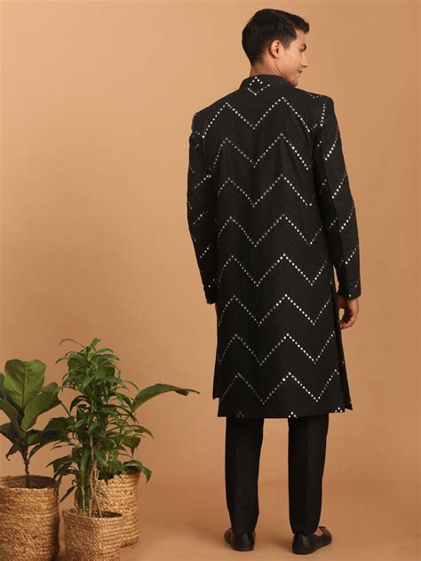 Men Jodhpuri Kurta Pyjama Set in Black | VASTRAMAY – vastramay