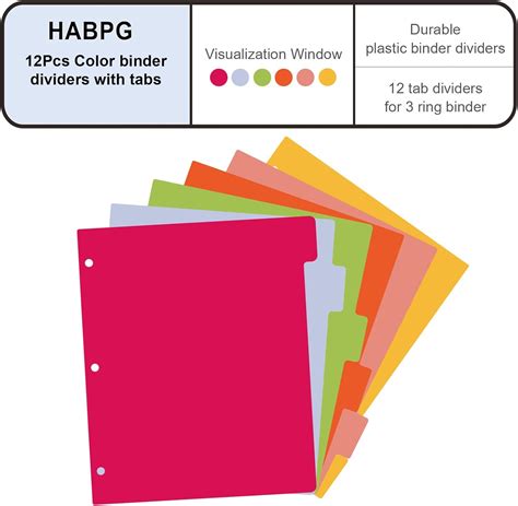 HABGP 12Pcs/2 Set 6 Tab Dividers for 3 Ring Binder, India | Ubuy